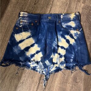 Levi's Blue and White Tie-Dye Jean Shorts